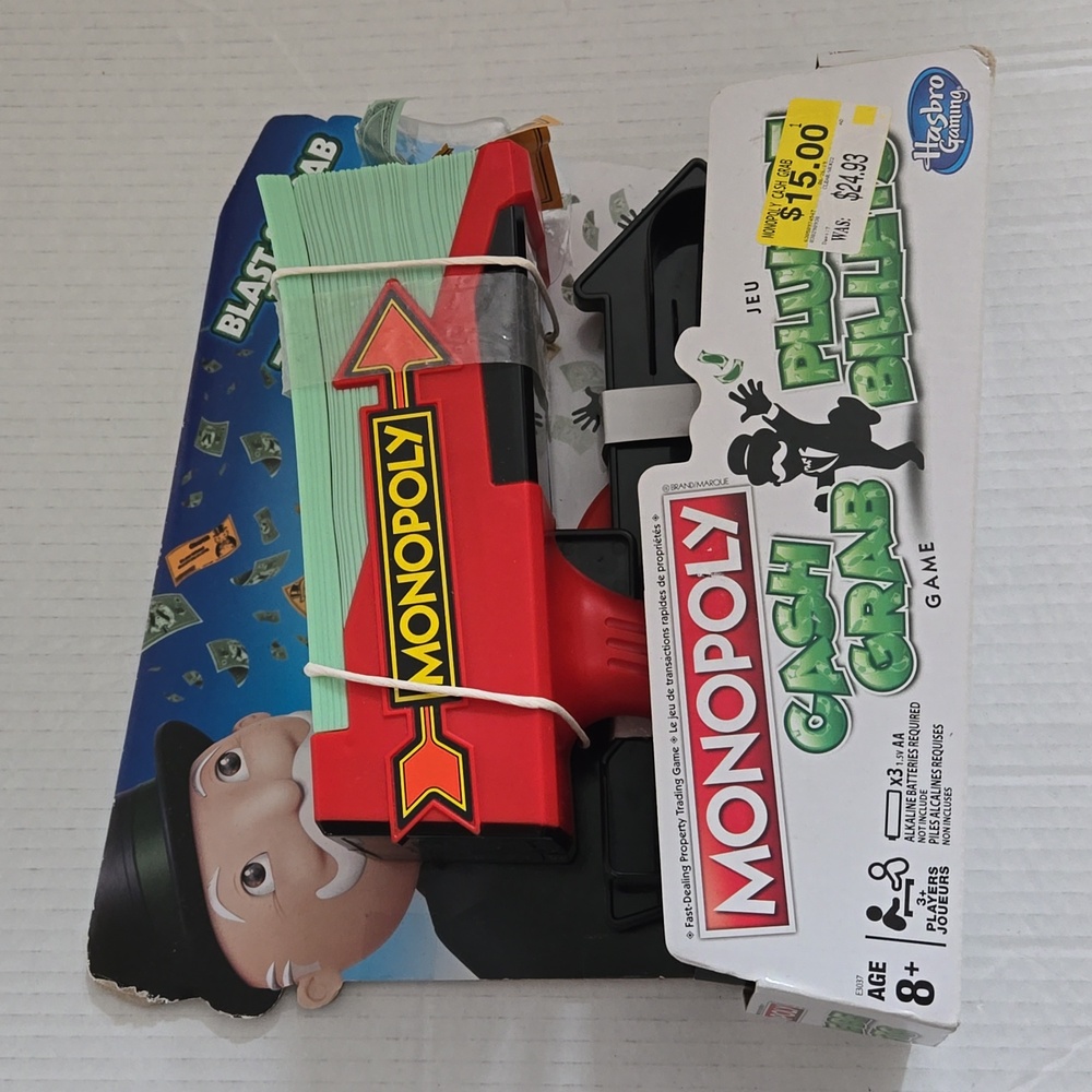 Hasbro Gaming Monopoly Cash Grab Game Gun